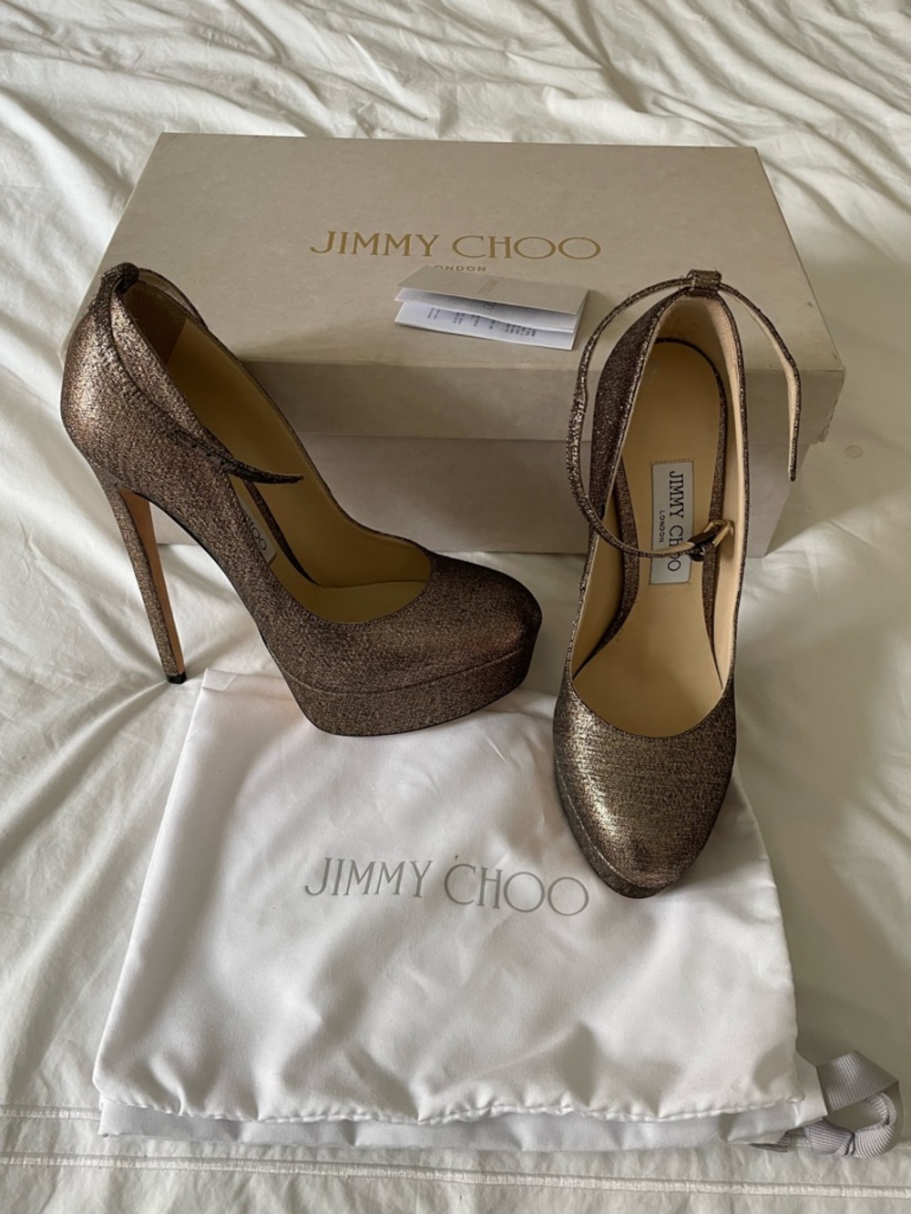 Jimmy Choo Gold Bronze Platform Pump